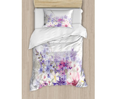 Pink Purple Flowers Duvet Cover Set