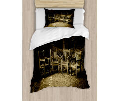 Small Wooden Rustic Chairs Duvet Cover Set