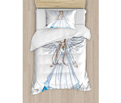 Cartoon with Angel Wings Duvet Cover Set