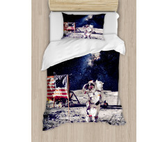 USA Flag and Astronaut Duvet Cover Set