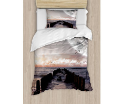 Old Pier Sea and Beach Duvet Cover Set