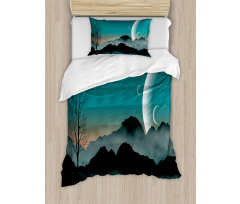 Night Sky on Mountain Duvet Cover Set