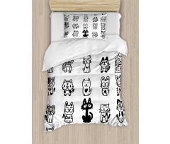 Cats with Happy Faces Duvet Cover Set