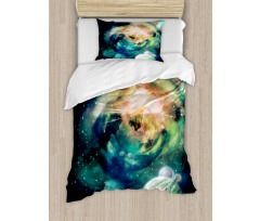 Spiral Galaxy and Planets Duvet Cover Set