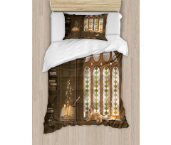 Medieval Library Cat Duvet Cover Set