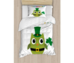 Owl Shamrock Duvet Cover Set