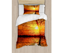 Sunset View with Trees Duvet Cover Set