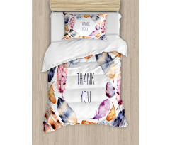 Bird Feathers Thank You Duvet Cover Set