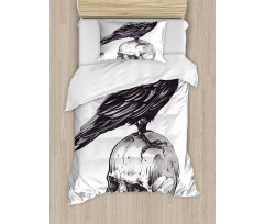 Sketchy Old Skull Image Duvet Cover Set