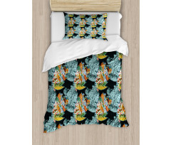 Oriental Style Motifs Duvet Cover Set