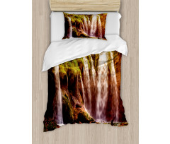 Waterfall Forest Trees Duvet Cover Set