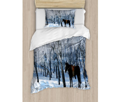 Winter Forest Theme Duvet Cover Set