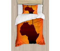 Safari Map with Continent Duvet Cover Set