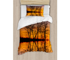 Sunset by Lake View Duvet Cover Set