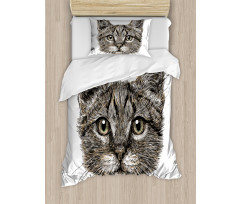 Sketchy Cat Head Duvet Cover Set