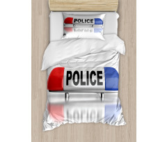 Police Car Sirens Blue Duvet Cover Set
