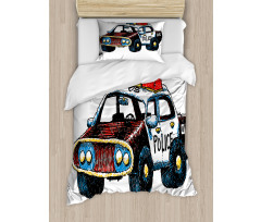 Sketchy Police Car Duvet Cover Set