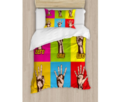 Colored Number Hands Duvet Cover Set