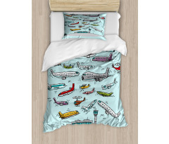 Airplanes Helicopters Duvet Cover Set