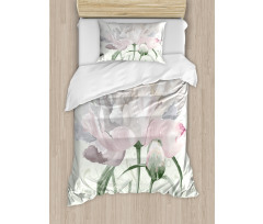 Pink Rose Tulip Abstract Duvet Cover Set