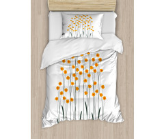 Yellow Daisies Leaves Duvet Cover Set