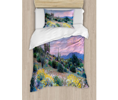 Mountain Floral Scenery Duvet Cover Set
