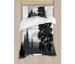 Trees Birds Cloudy Sky Duvet Cover Set