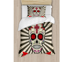 Skull on Sunburst Duvet Cover Set