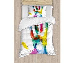 Colored Human Hand Duvet Cover Set