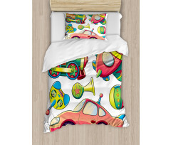 Balls Auto Tire Cartoon Duvet Cover Set