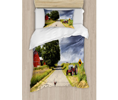 Barn and Tractor on Side Duvet Cover Set