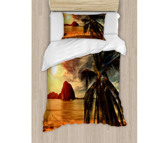 Coconut Palm Tree Beach Duvet Cover Set