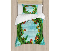 Small Town Round Artwork Duvet Cover Set