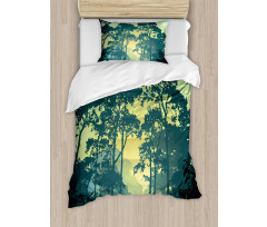 Mist Forest Trees Scene Duvet Cover Set