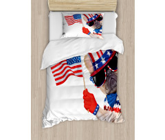 Patriotic Pug Dog Duvet Cover Set