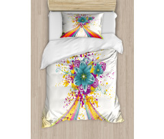 Rainbow Colored Buds Duvet Cover Set