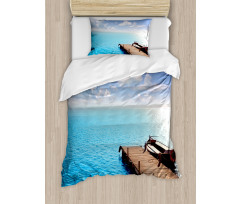 Wooden Deck on a Lake Duvet Cover Set