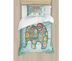 Elephant with Flowers Duvet Cover Set