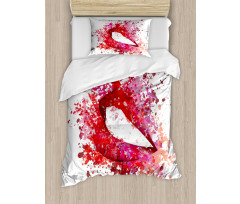 Smiling Woman Lips Effects Duvet Cover Set
