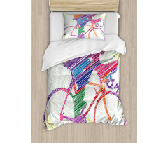 Cycling Man on Bike Duvet Cover Set