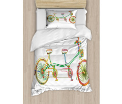 Tandem Bike Design Duvet Cover Set