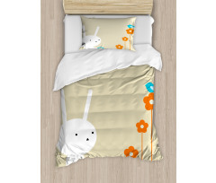 Bunny with Flowers Duvet Cover Set