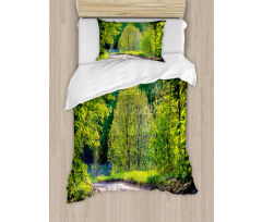 Path in Forest by Lake Duvet Cover Set