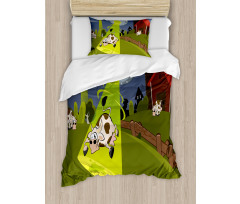 Farm Cow Alien Comics Duvet Cover Set