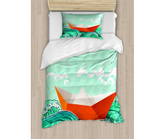 Navy Sealife with Waves Duvet Cover Set