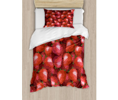 Strawberries Ripe Fruits Duvet Cover Set