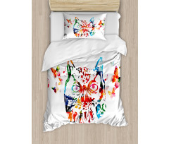 Abstract Wild Birds Owl Duvet Cover Set