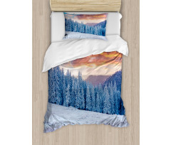 Winter Snowy Forest Sky Duvet Cover Set