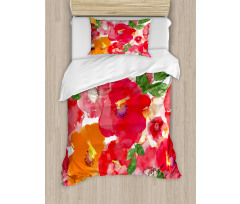Watercolor Style Floral Duvet Cover Set