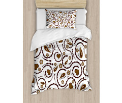 Love Heart Swirls Dots Duvet Cover Set